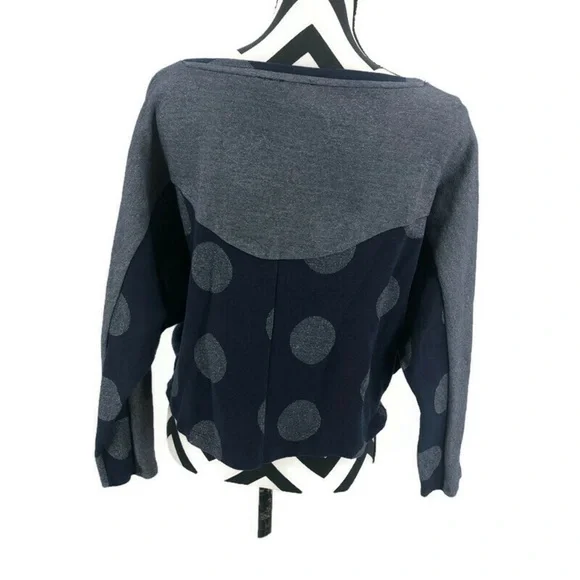 Anthropologie 9 H15 Stcl Navy Metallic Dot Top XL - Picture 7 of 8
